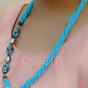 Blue crystals with swaroski stones by side