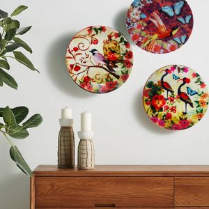 Birds of Paradise wall plates, 7.5 & 8 inches , set of 3