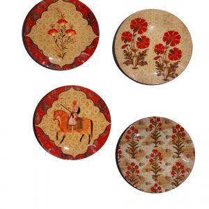 Floral Mughal Wall Plates 8 inches set of 4