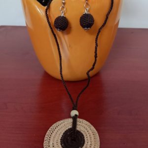 Beige and Brown Crochet Necklace set