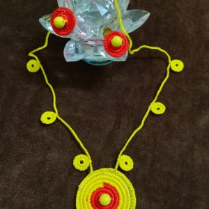 Yellow and red Crochet Necklace set