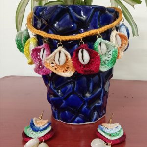 Crochet Flower with Kaudi Necklace set