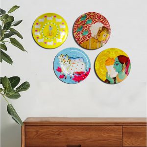 Vrindavan Nandi wall plate, 7.5 &  8 inches, set of 4