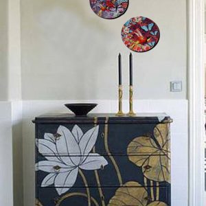 Birds Floral Wall Plates  8 inches, set of 3