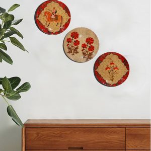 Floral wall plates 8 inches, set of 3