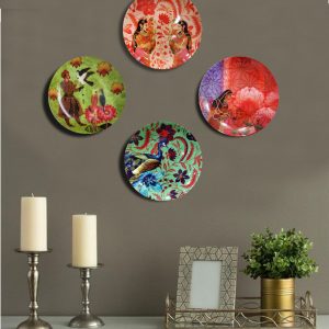 Mughal Lotus Wall Plate,  7.5  inches, set of 4