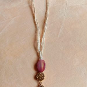 Antique Gold Charms,Glass Beads With Jute String Pendant