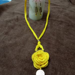 Crochet neck piece with ear rings