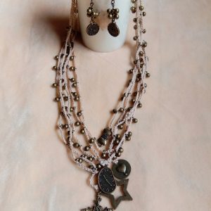 Multilayered Crochet neck piece with ear rings