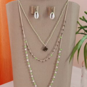 Multilayered Crochet neck piece with ear rings