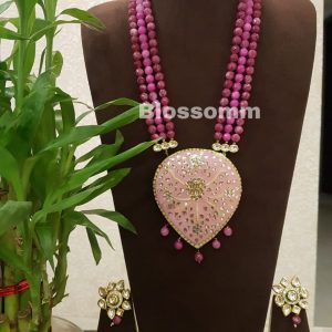 Meenakari Pendant with Semi precious Pearls