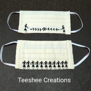 Cotton Masks with Warli Handpainting (Set of 2)