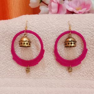 Crochet Dangling Circle Earring-(1pair) colour options available