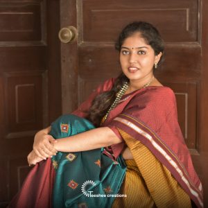 Mustard, Rama Green and Maroon Khun Saree