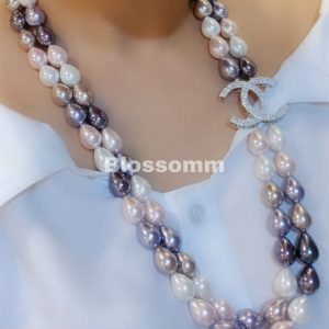 Shell pearls with Swaroski C Broach