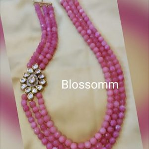 Semi Precious Pearls with Kundan broach by side