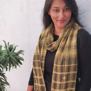 Yellow Black Checks Organic Cotton Stole