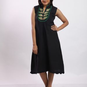 Bold Is Beautiful Black Khadi Embroidered  Kurta