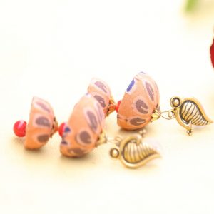 Peacock Peach Orange Jhumka Earrings