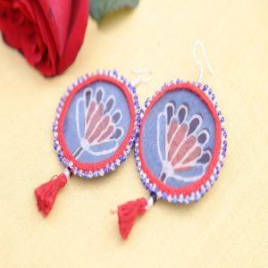 Lotus round beaded earring