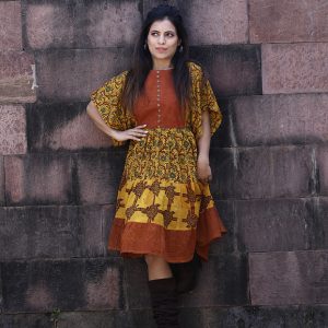 Muslin Floral Hand Print Shift Dress