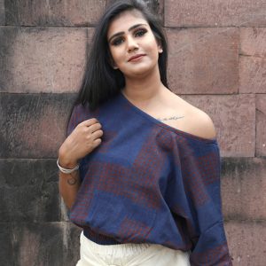 Indigo Puzzle Handwoven Organic Cotton Crop Top