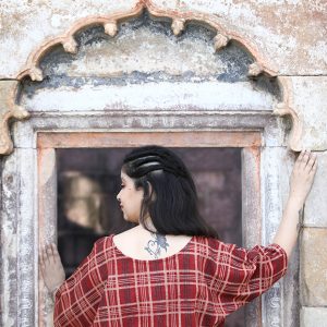 Organic Cotton Uneven Checkered Handloom Crop Top