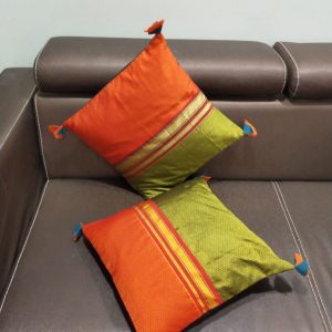 Khun Pillow cover (Sap green-Orange)