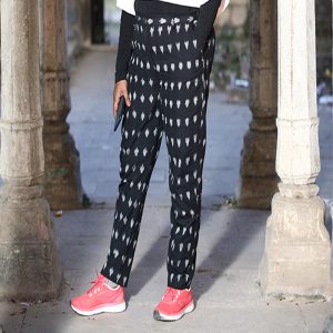 Handwoven Ikkat Black Veined White Pant
