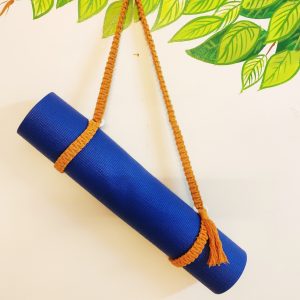 Hand Crafted Ocher Yellow Cotton Thread Yoga Mat Strap Sling