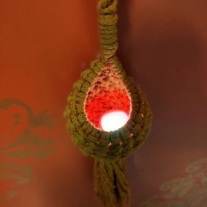 Hand Crafted Ocher Yellow Macrame Cotton Thread Multipurpose Holder