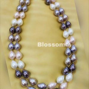 Two layers of drop shaped shell pearls