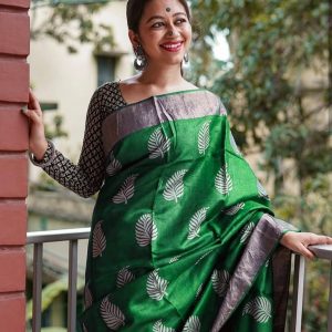 Pure Tusser Munga Silk Embroidery saree (Multiple colours available)