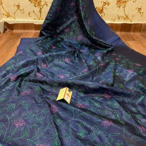 Cotton Staple Embroidery Work Saree (multiple colour options)