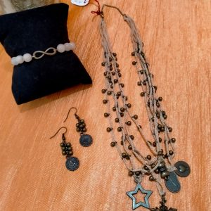 Sweet Tiny Metal Charms Multilayer Crochet Necklace Set