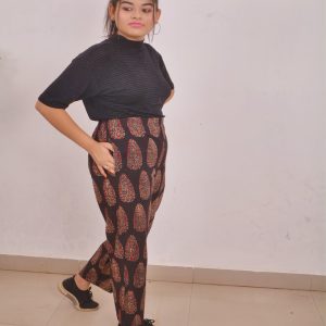 Black Bagru Handprint Cotton Pant