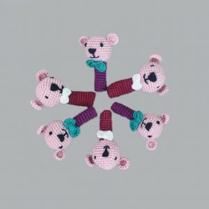 Set of 6 Handcrafted Amigurumi Pencil Topper Bear _Random Color