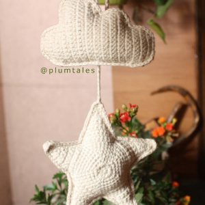 Handmade Amigurumi Cloud and Star Hanging