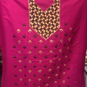 Magenta colour hand crafted shirt piece on cotton