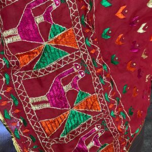 Hand crafted Traditional Phulkari  peacock work on cotton fabric