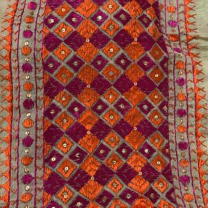 Phulkari Hand Crafted Chanderi Dupatta with Heavy Borders
