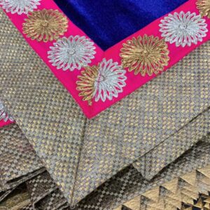 Velvet shawl in beautiful Bright blue colour with Pink border