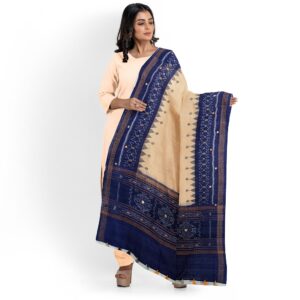 Ikat handloom cotton dupatta with Kasuti hand embroidery and Abla work