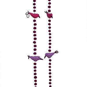 Purple and Pink Polka Dots Bird Design Dangler Set of 2.