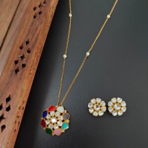 Mossanite Polki Pendant Set